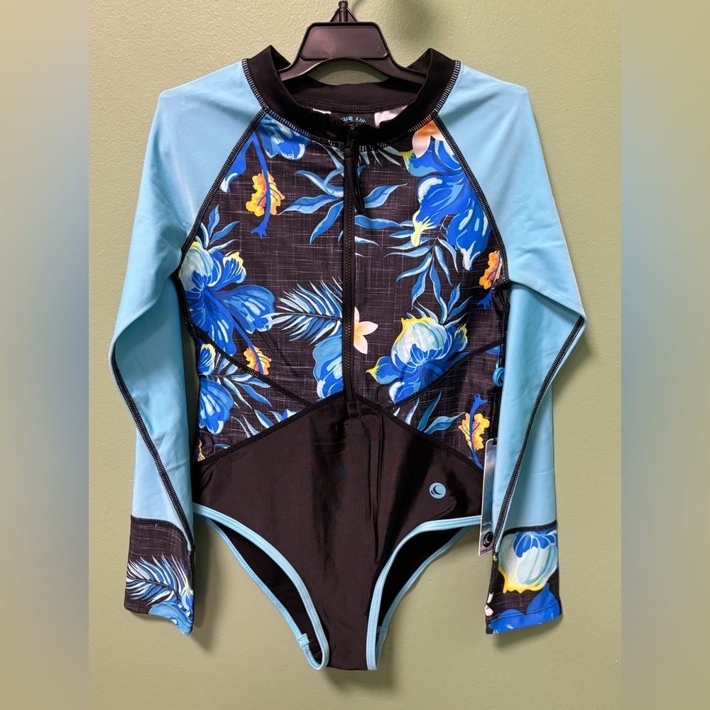 Tropical Floral Kids Swim One Piece NWT Size L